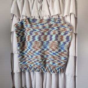 Women's Handmade Crochet Cardigan Boxy Sweater Size Medium